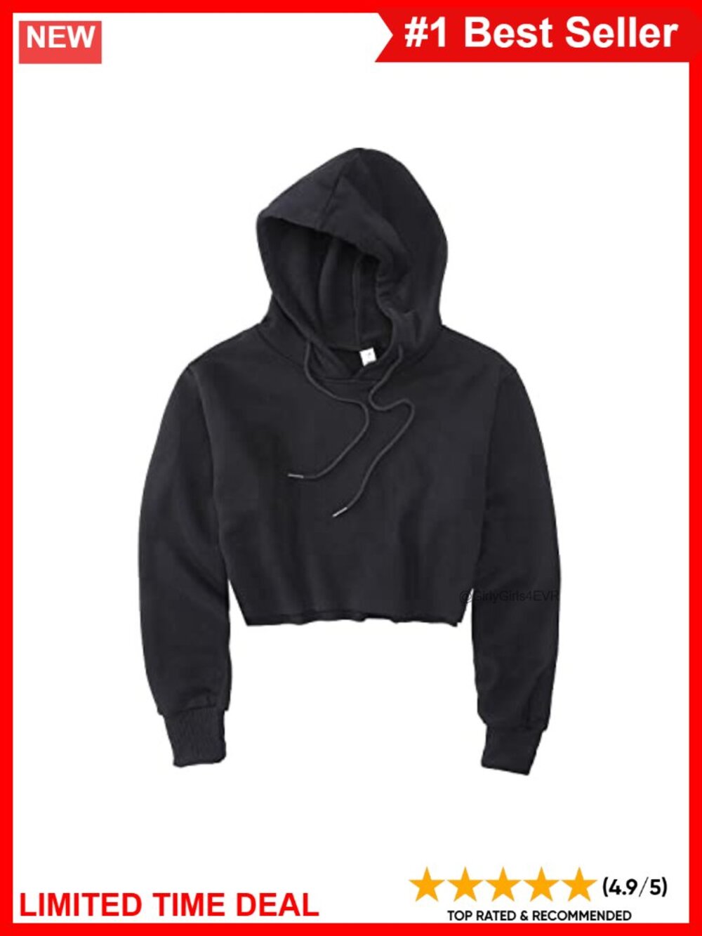 Cropped Hoodie Fleece Long Sleeve Pullover Raw Edge Sweatshirt